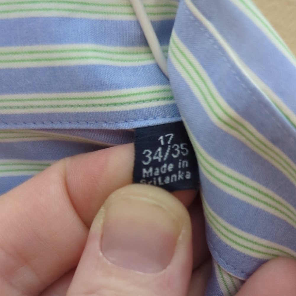 Nautica Light Blue Striped Button Down Dress Shirt 17, 34-35 - Picture 4 of 8